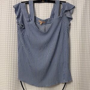 Gibson Striped Blouse with Ruffled Sleeves